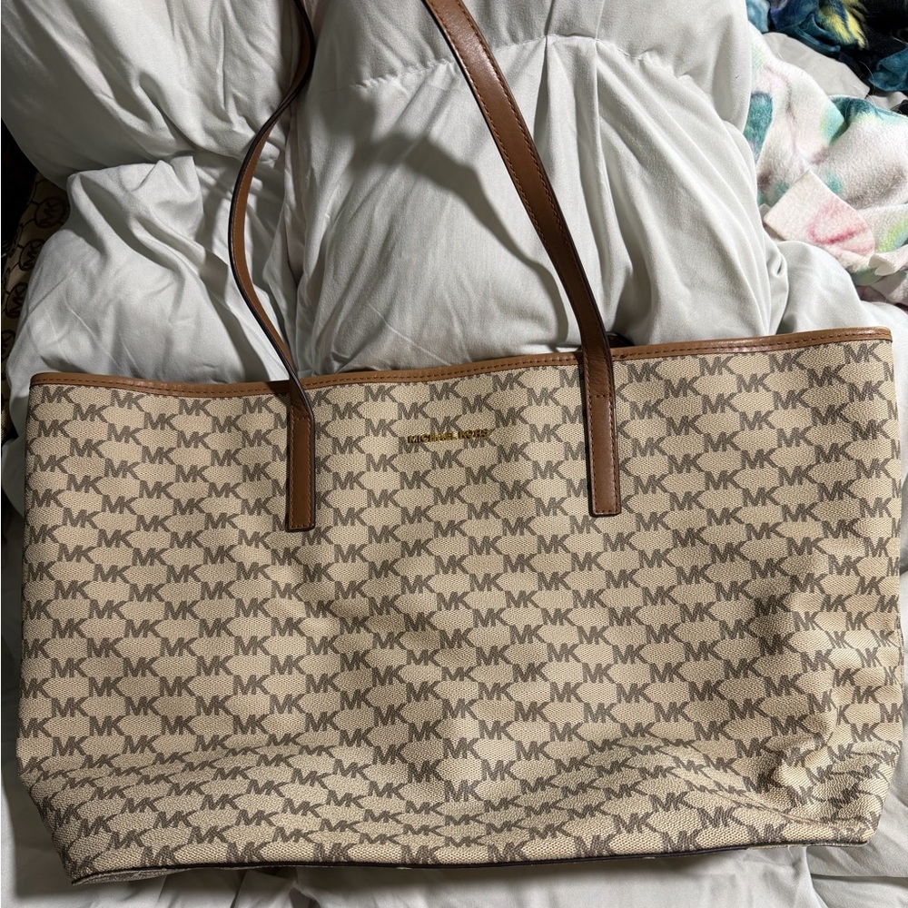 Michael Kors Beige and Brown Signature Tote